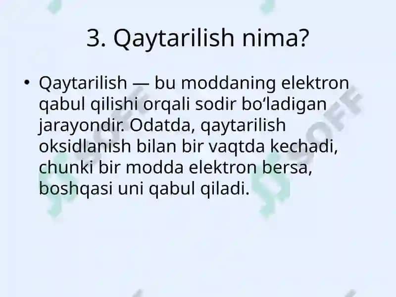 Oksidlanish-qaytarilish reaksiyalarining ahamiyati 4
