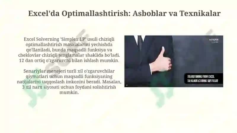 Optimallashtirish Masalalari va ularni yechishda Excel amaliy dasturidan foydalanish 4