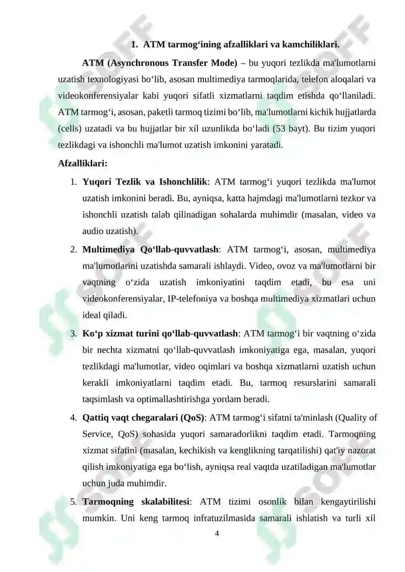 Kanal pog‘onasining protokollari (Frame Relay, ATM, Ethernet). Kommutatorning funksional modeli, turlari va MAC-jadvalning ishlash tamoyillari 4