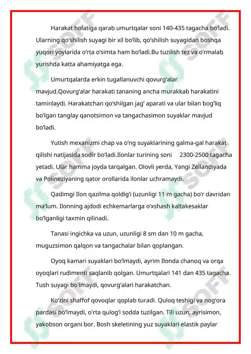 Sudralib yuruvchilar (Reptilia) sinfi kurs ishi 4