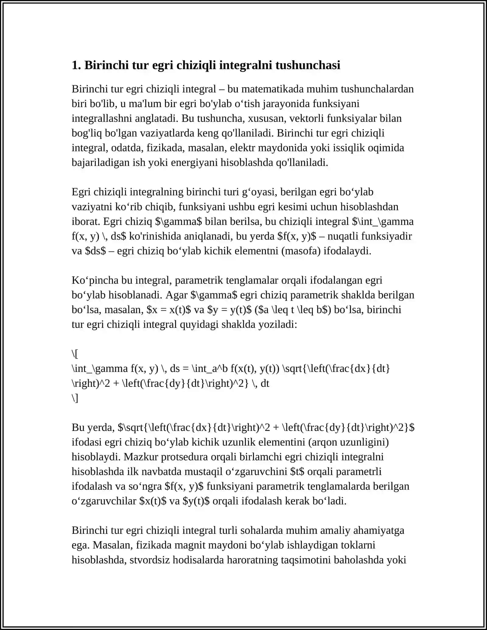 BIRINCHI VA IKKINCHI TUR EGRI CHIZIQLI INTEGRALLARNI HISOBLASH 4