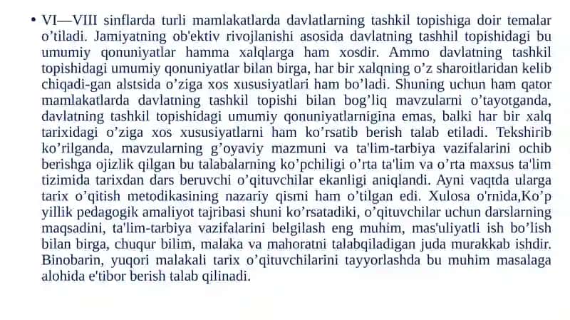 Tarix o‘qitishning tashkiliy shakllari. Dars, uning turlari va tuzilishi 4