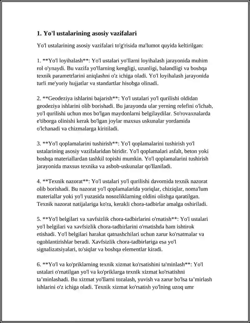 YO‘L KORXONALARIDA YO‘L USTALARINING ASOSIY VAZIFALARI VA KUNLIK ISH TARTIB 4