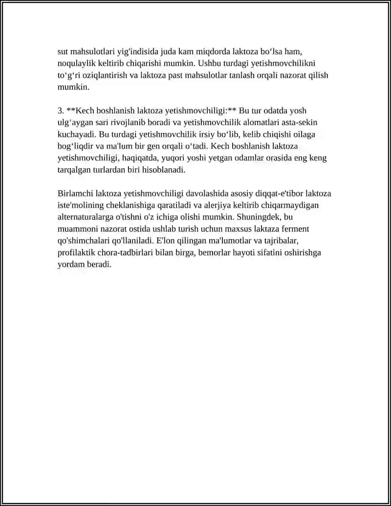 BOLALARDA BIRLAMCHI VA IKKILAMCHI LAKTAZA YETISHMOVCHILIGI 4
