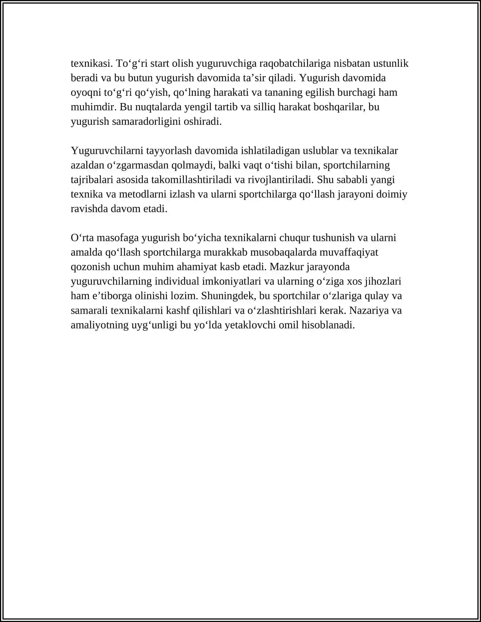 YENGIL ATLETIKA: O'RTA MASOFADA YUGURISHLAR 4
