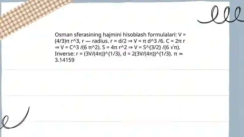 Osman sferasini oʻlchash va unga doir masalalar yechish 4