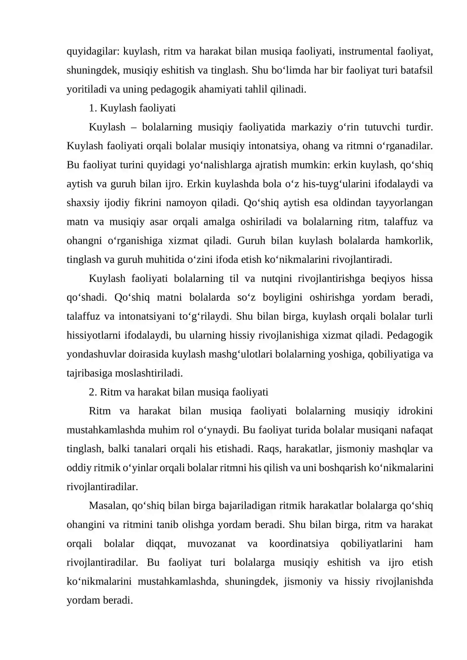 Musiqa faoliyatining turlarida kuylashga o‘rgatishning o‘rni 4