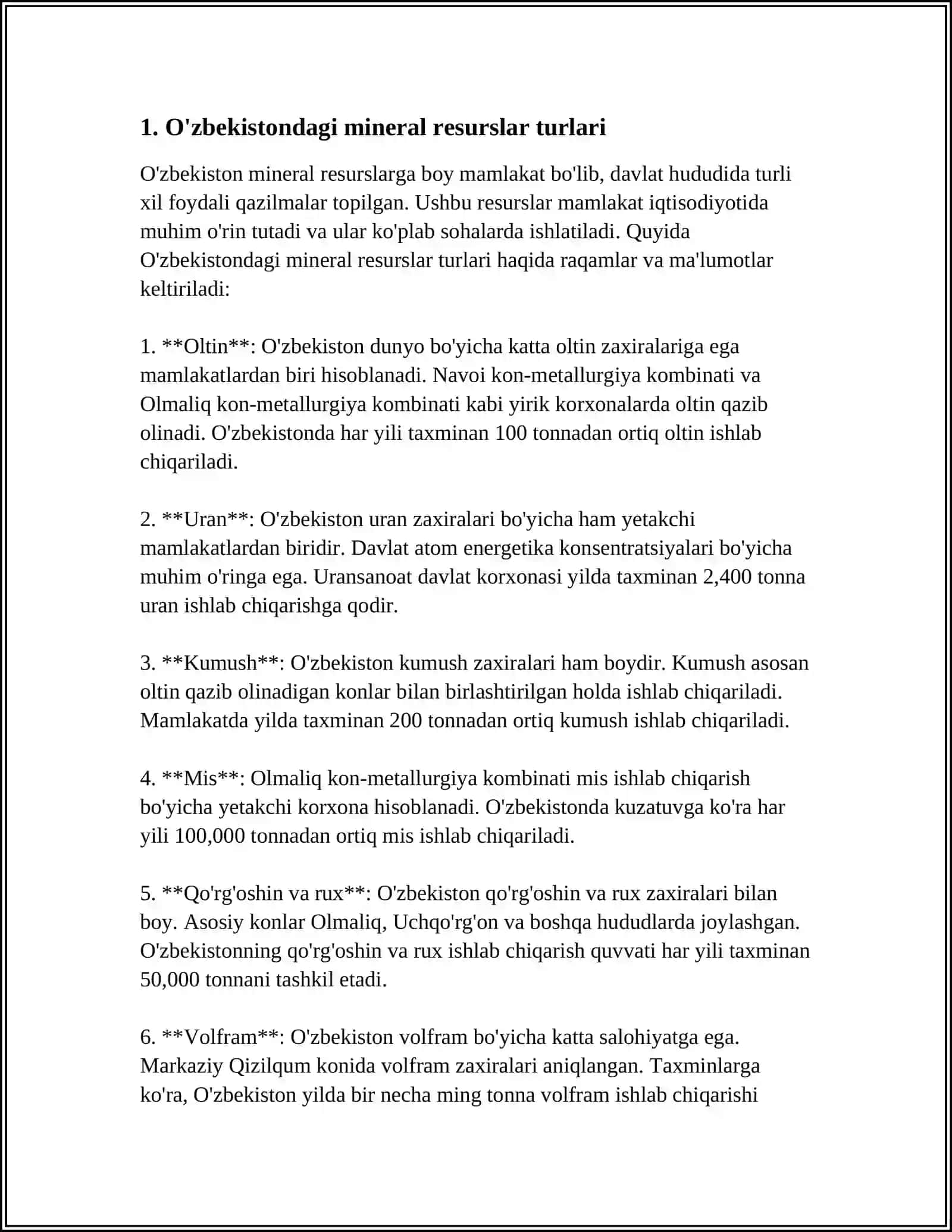 O‘zbekistondagi Mineral va Energetik Resurslardan Oqilona Foydalanish 4