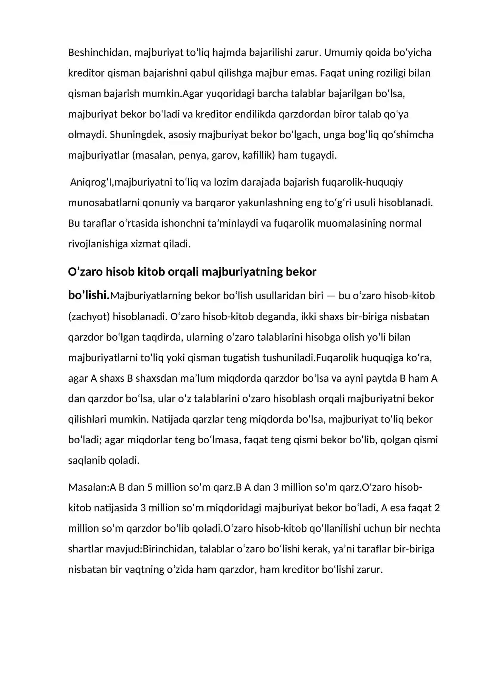 Majburiyatlar bekor bo'lishi 4