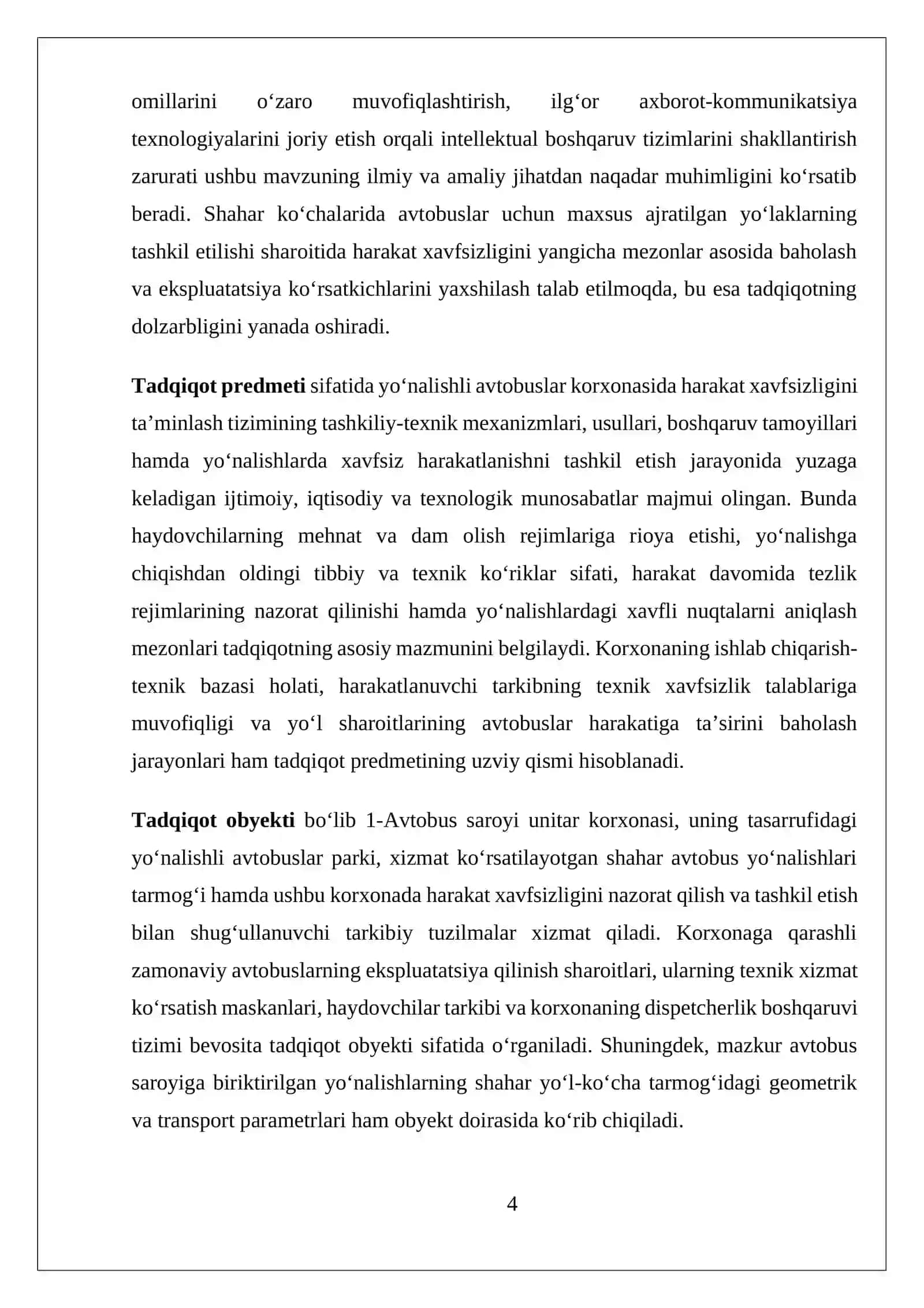 YO’NALISHLI AVTOBUSLARNING HARAKAT XAVFSIZLIGINI TA’MINASH ISHLARINI TASHKIL ETISH 4