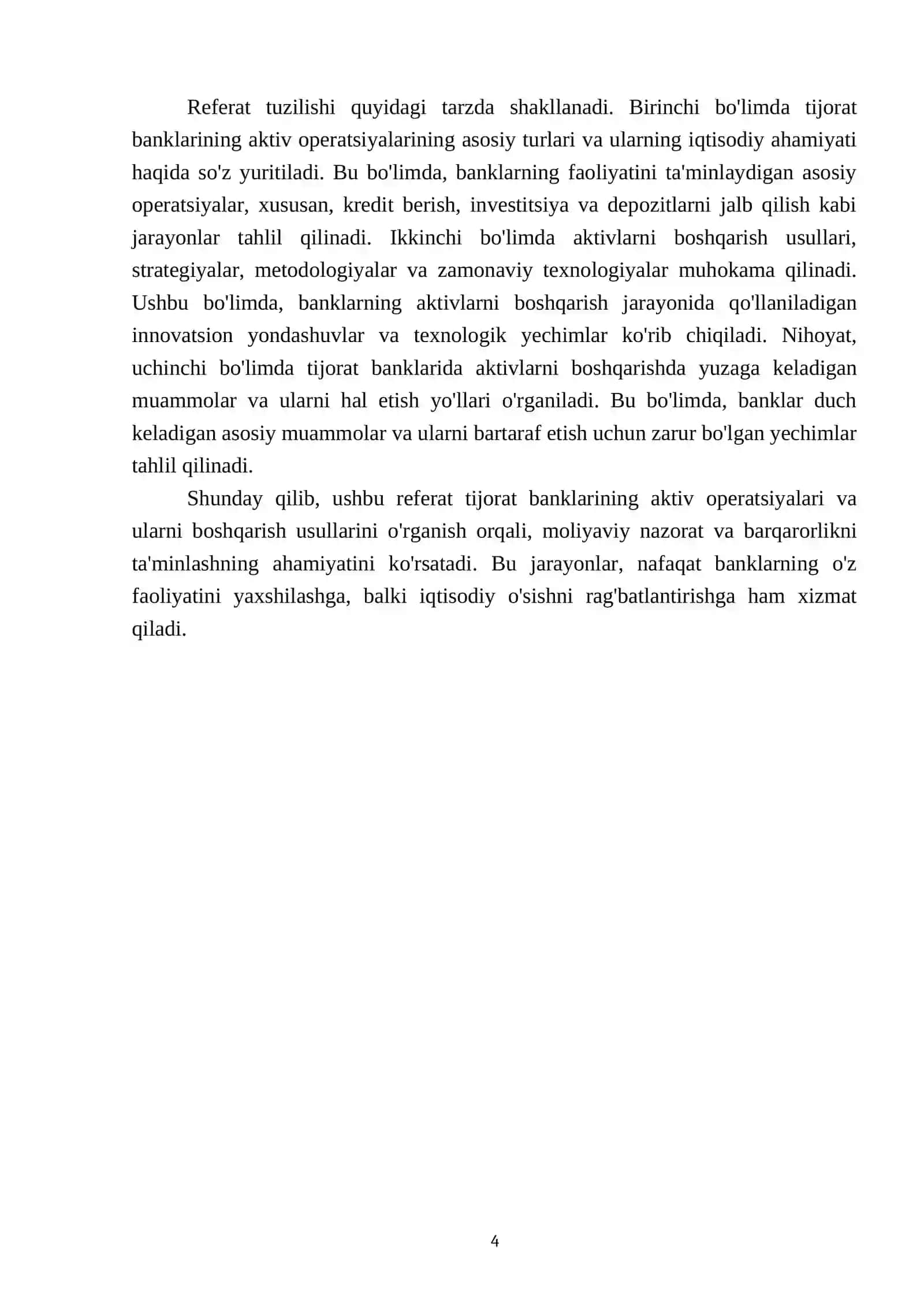 Tijorat banklarining aktiv operatsiyalari va aktivlarni boshqarish usullari 4