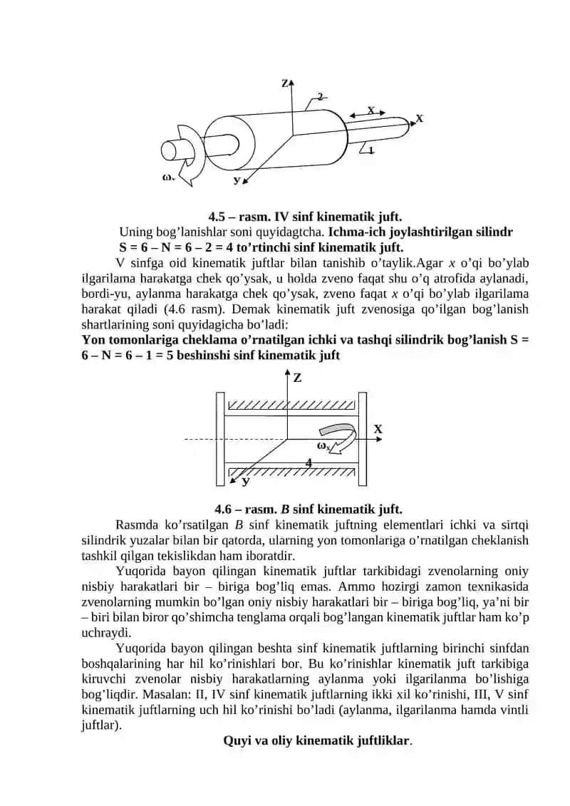 Kinematik juftlarning klassifikasiyasi 4