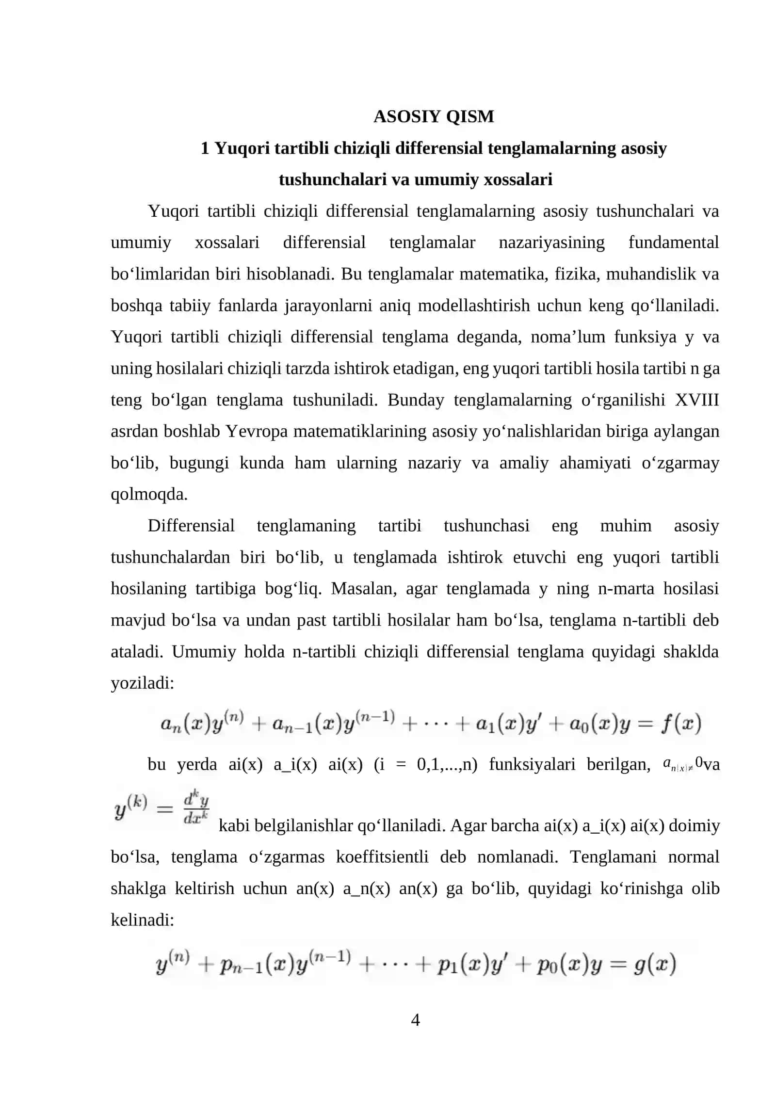 Yuqori tartibli chiziqli differensial tenglamalar 4