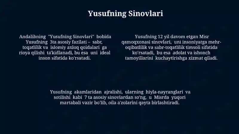Andalibning "Yusuf va Zulayho" dostoni 4