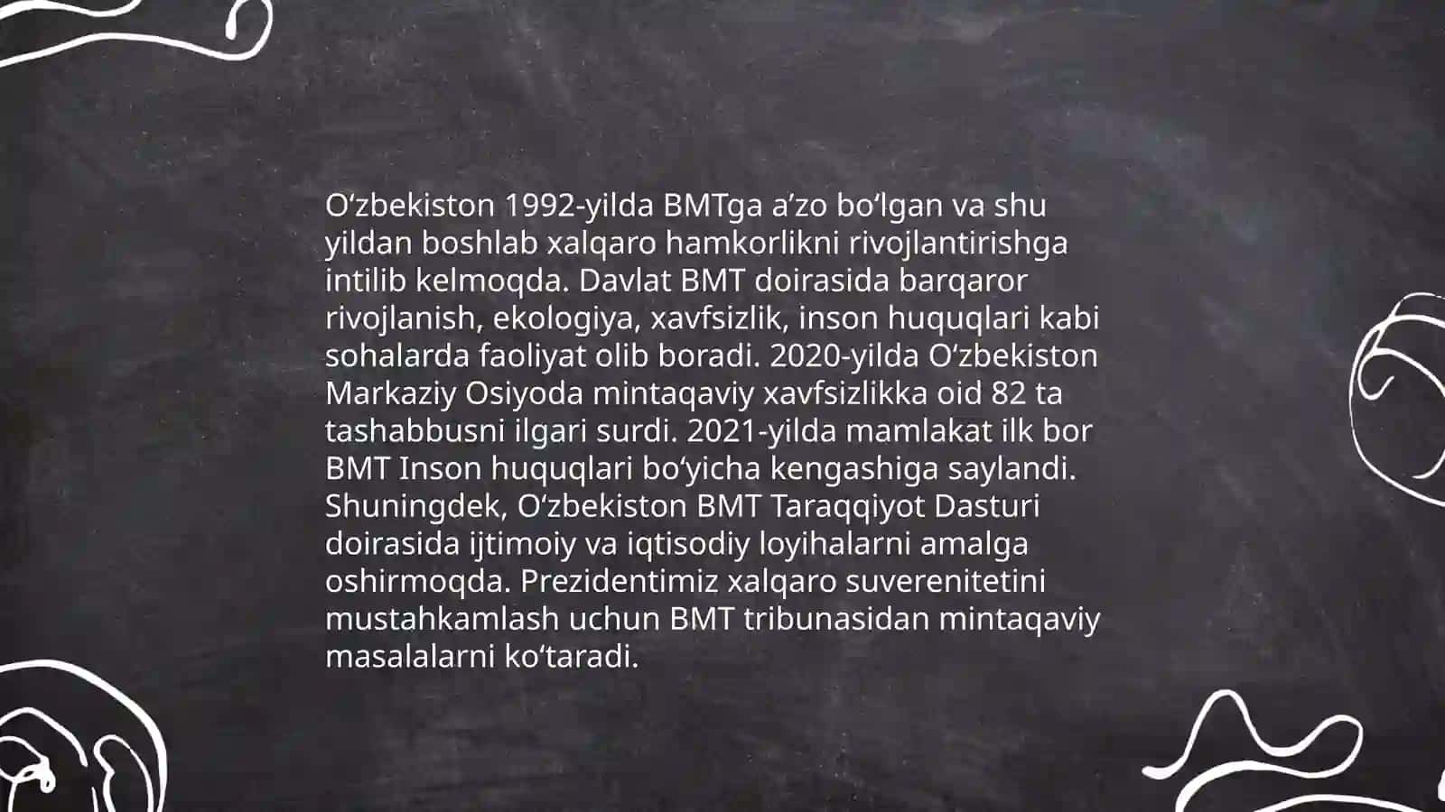 Oʻzbekiston Respublikasining BMTga a'zo boʻlishi va jahon hamjamiyatidagi oʻziga xos oʻrni 4