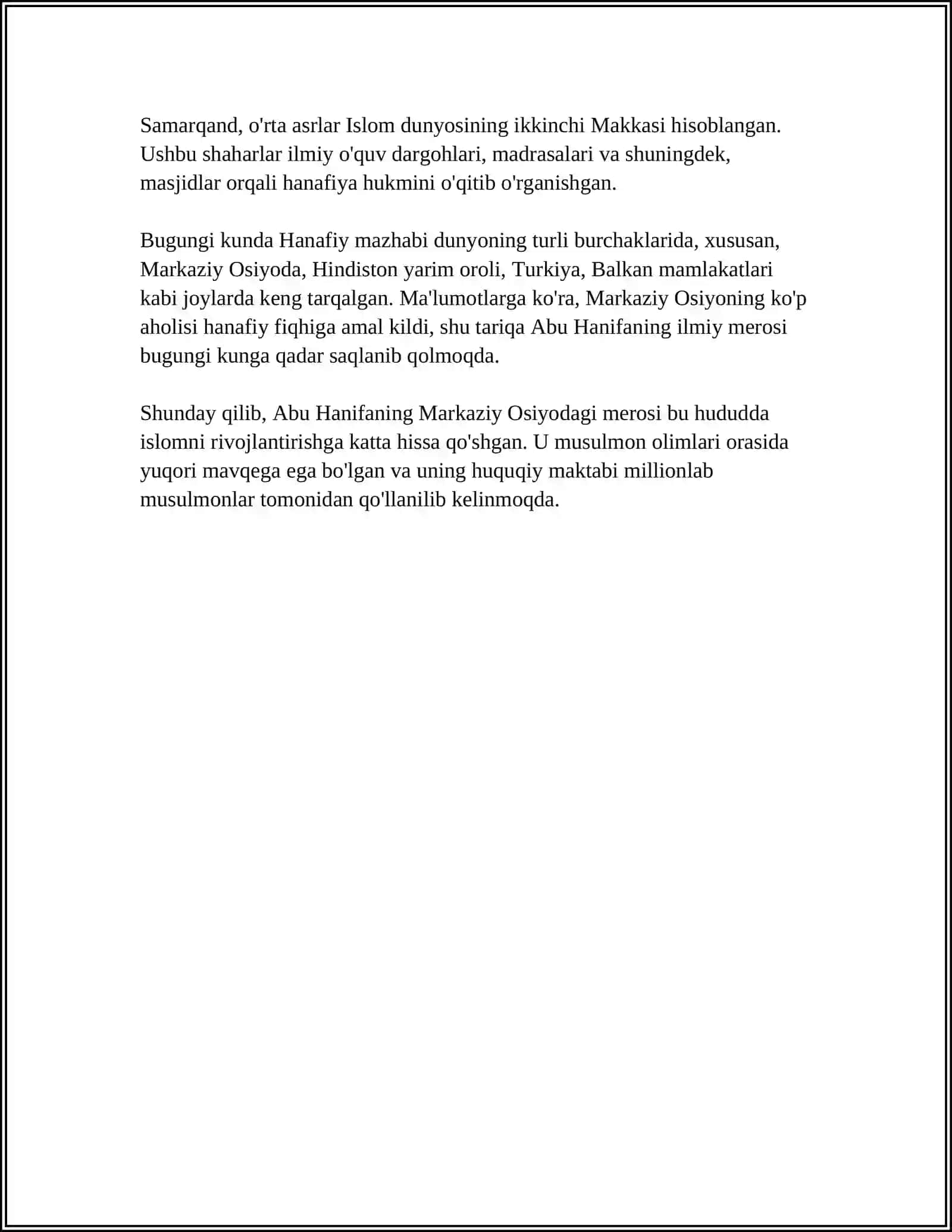 HANAFIY MAZHABI RIVOJIDA MARKAZIY OSIYO FAQIH LARINING ROLI VA HISSASI 4