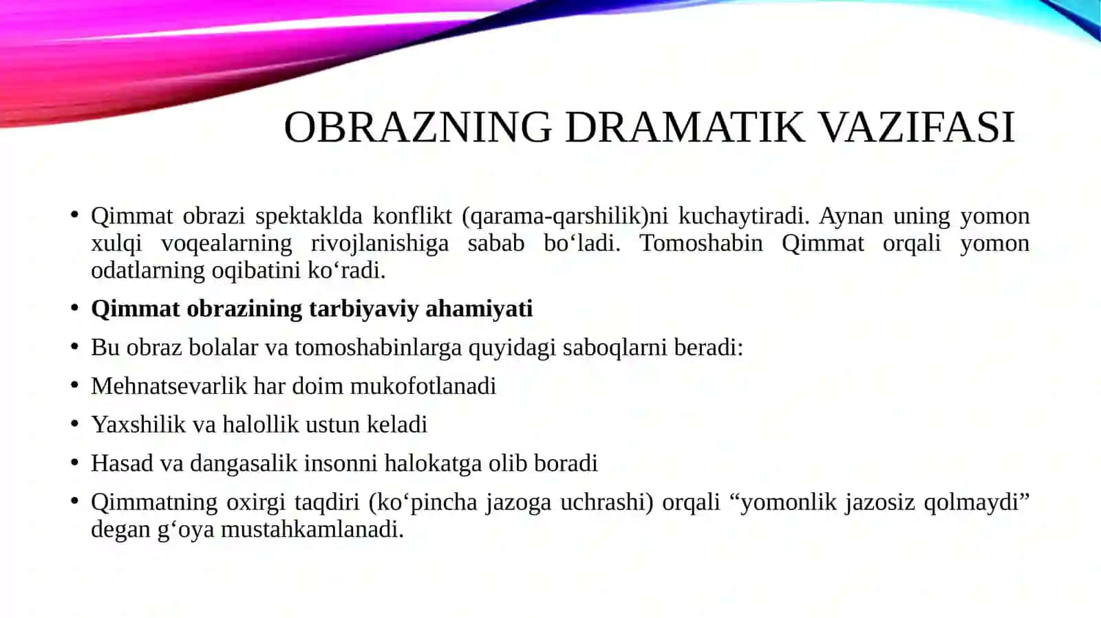 Zumrat va Qimmat spektaklidagi Qimmat obrazi 4