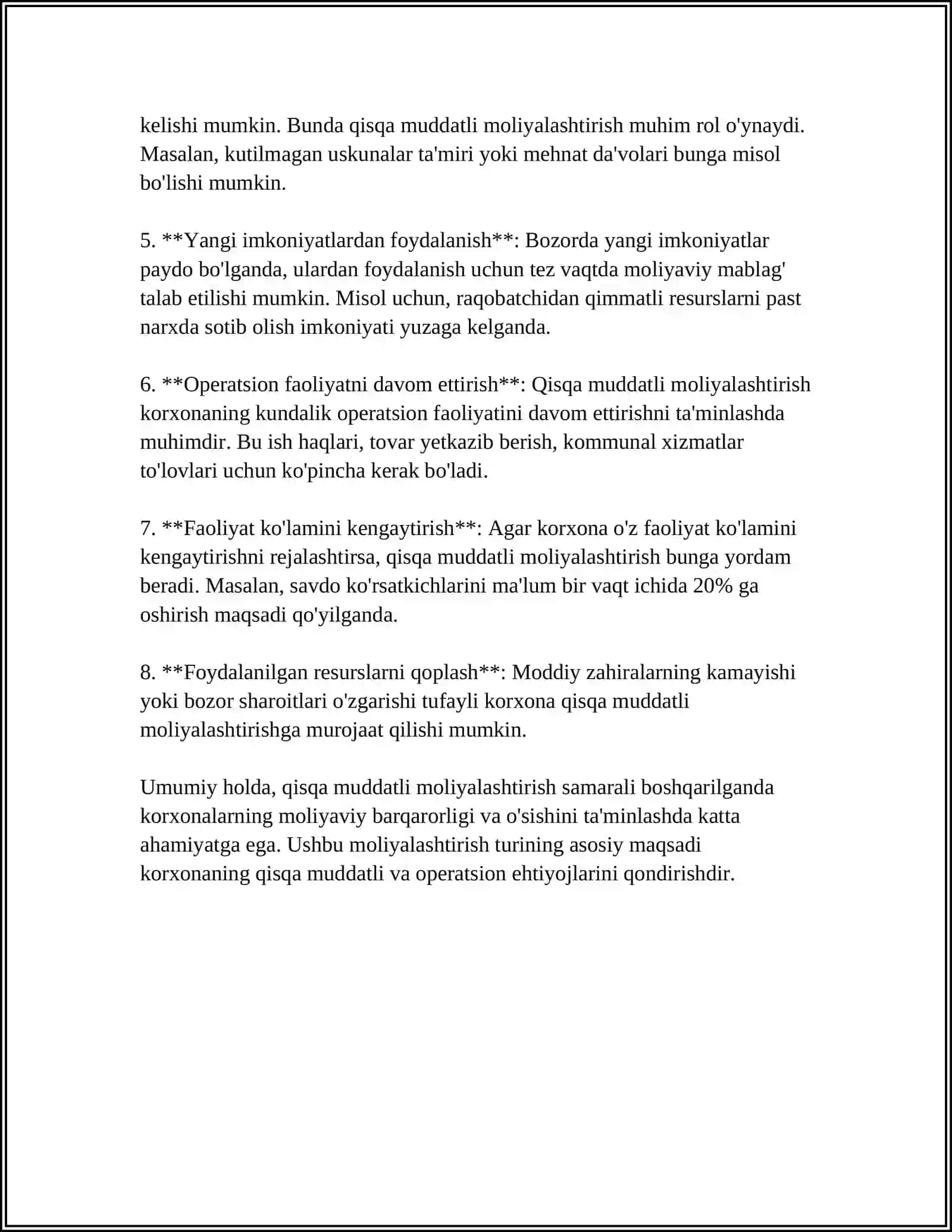 QISQA MUDDATLI MOLIYALASHTIRISHDA PUL OQIMLARINING O’RNI VA AHAMIYATI 4