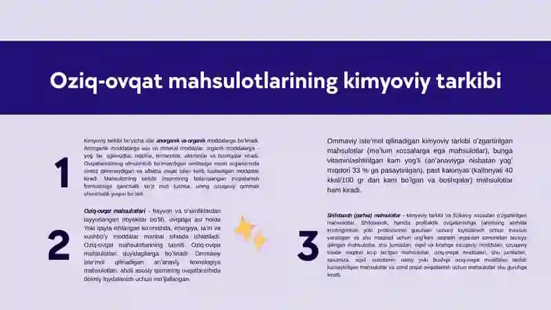 Oziq ovqat mahsulotlarining kimyoviy tarkibi 4