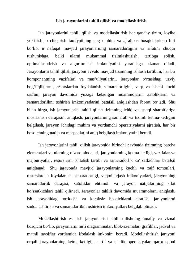 Tizimlarning ishlash jarayonini shakillantirish va algoritmlash 4