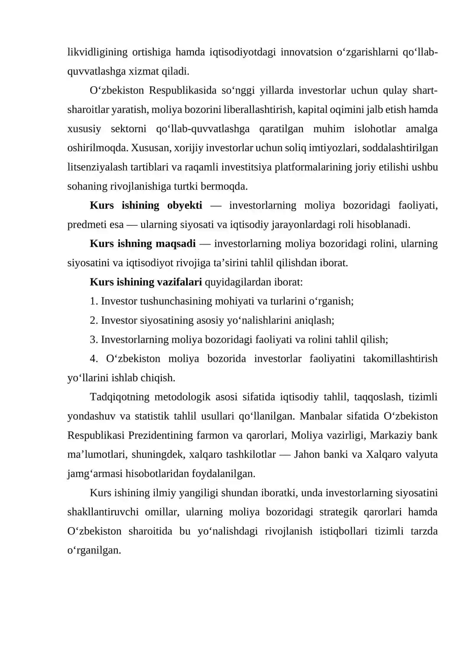 Investorlar, ularning siyosati va moliya bozoridagi roli 4