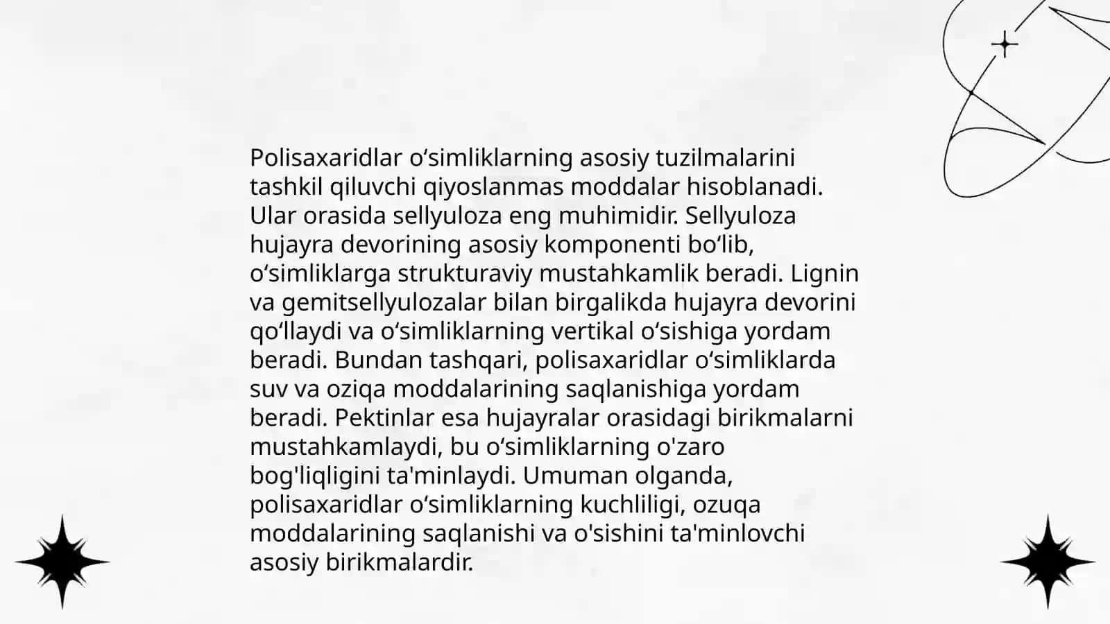 Mono- va oligosaxaridlarning oʻsimliklardagi roli 4