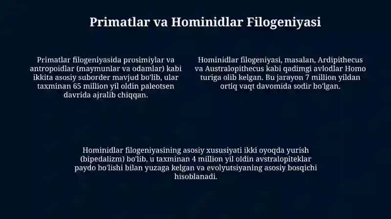 Antropogenez. Odamning paydo boʻlishi 4