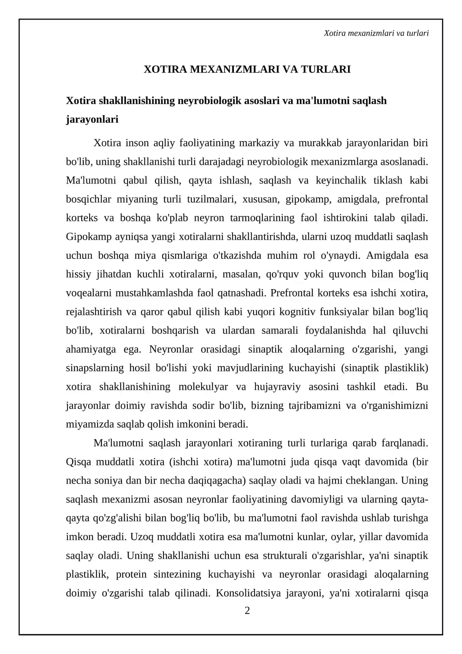 Mavzu: Eslab qolish va tajriba 4