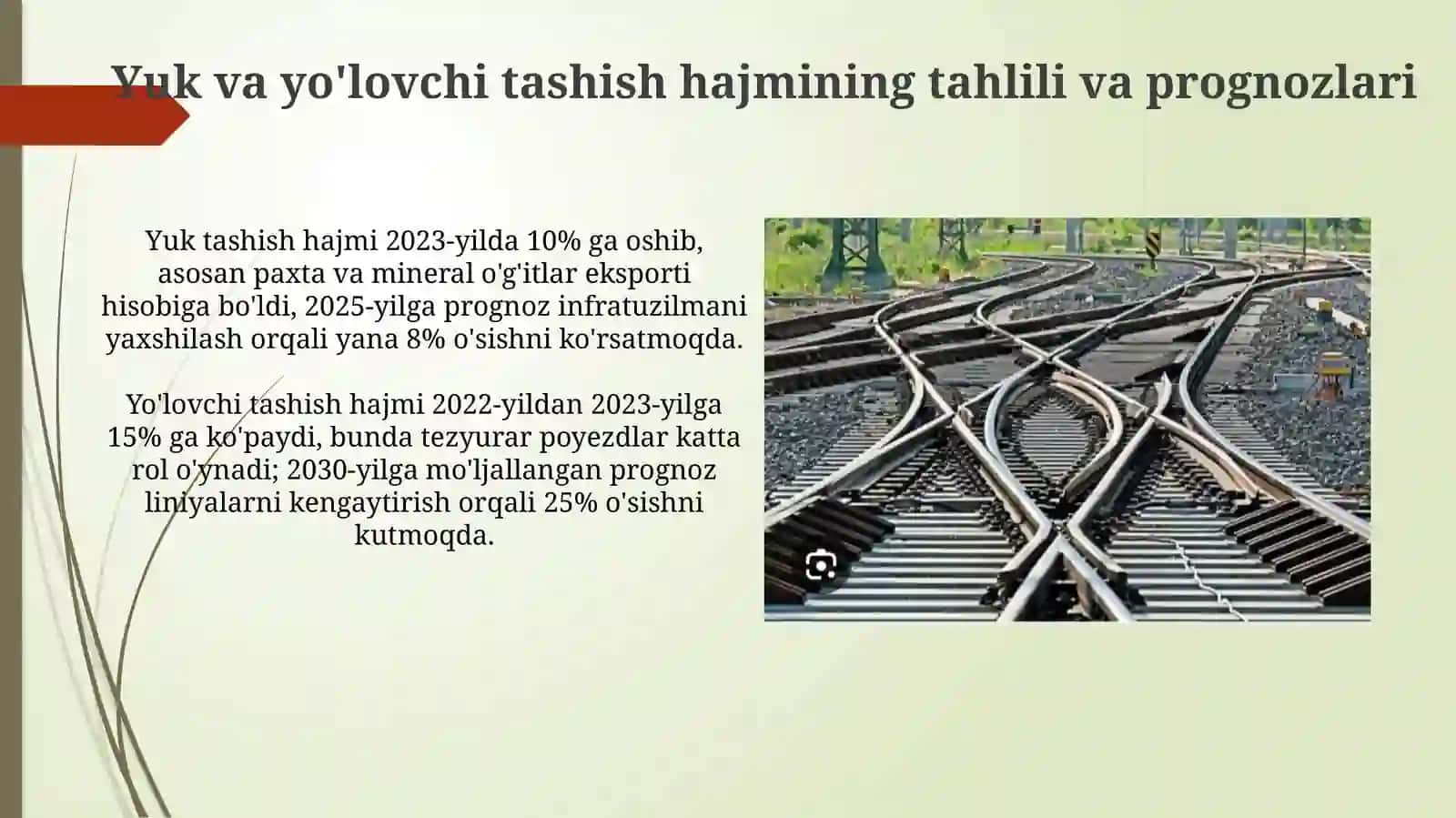 Oʻzbekiston Respublikasi temir yoʻllari tarmogʻi rivojlanishi istiqbollari 4