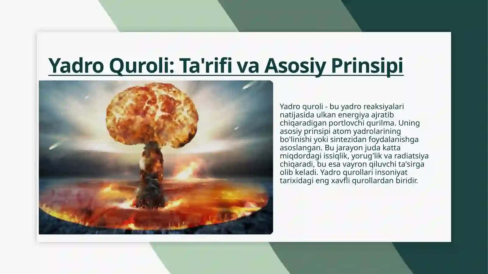 Yadro va kimyoviy qirgʻin qurollari va ulardan himoyalanish 4