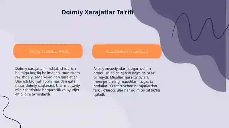 Doimiy va O'zgaruvchan Xarajatlar Tushunchasi 4