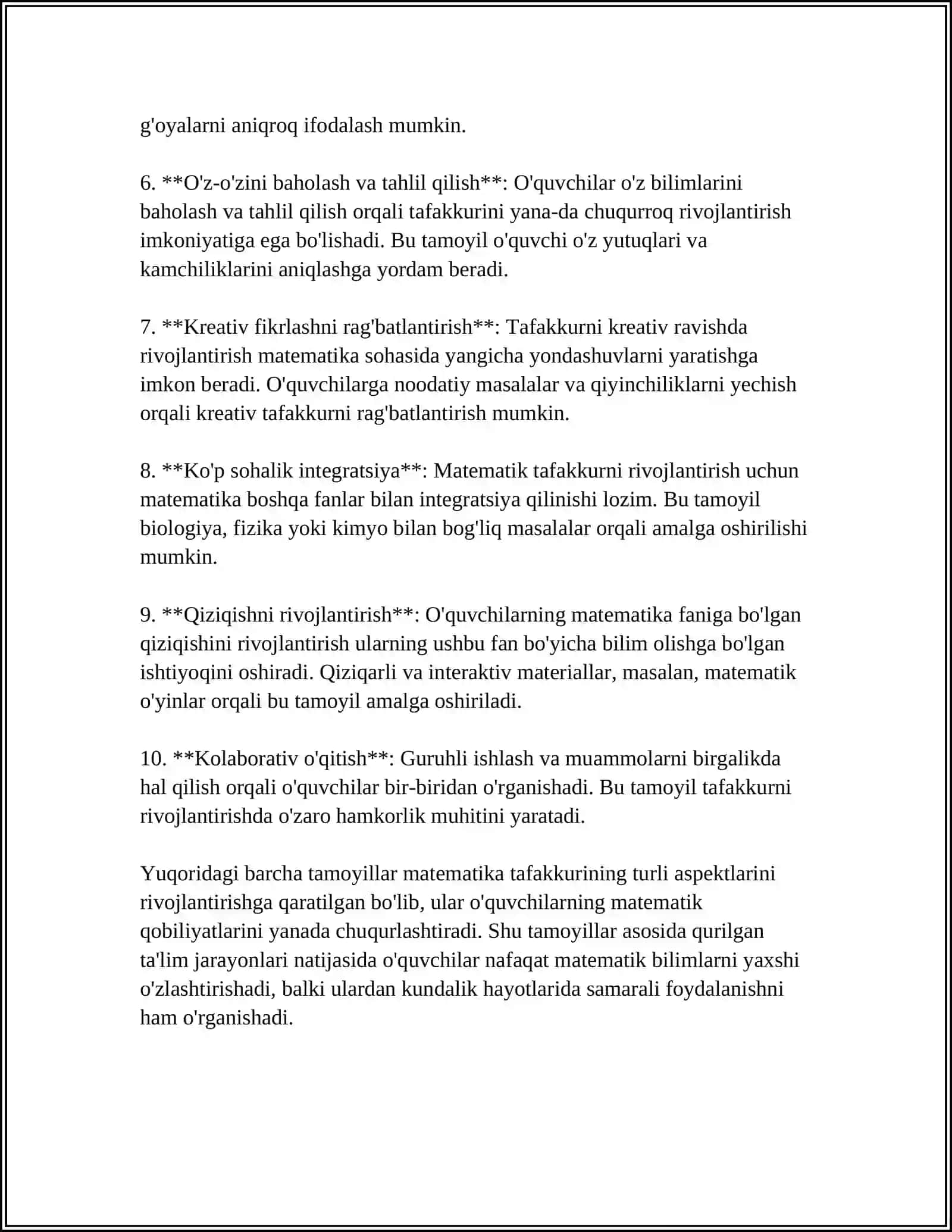 MATIMATIKA O‘QITISH JARAYONIDA MATEMATIK TAFAKKURNI RIVOJLANTIRISH SHAKLLARI VA USULLARI 4
