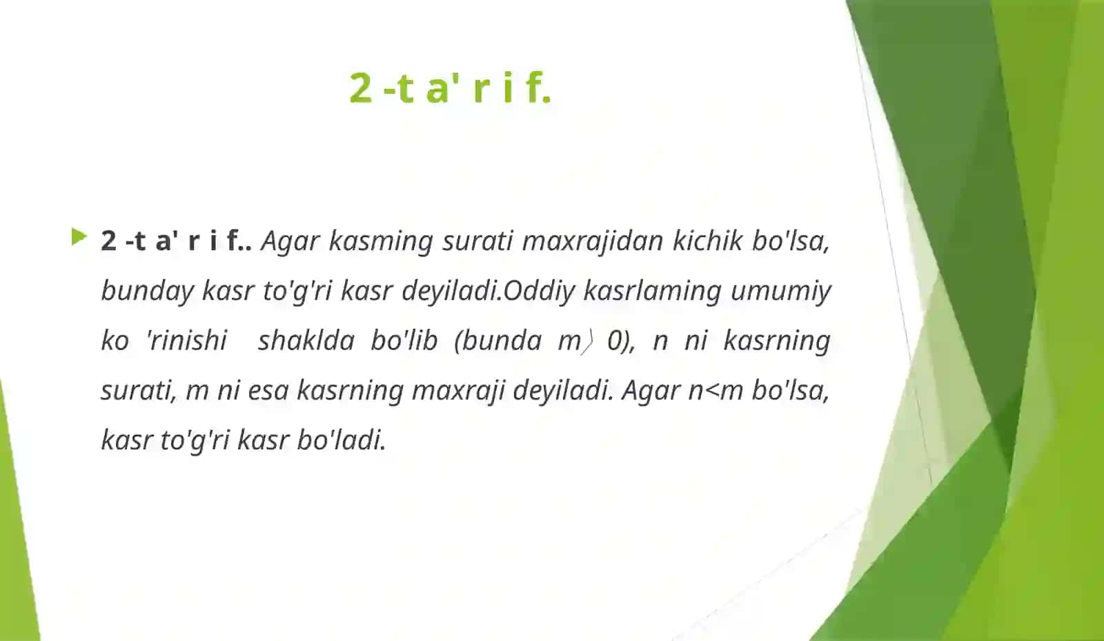 Oddiy va ular ustida arifmetika mallarini bajarish algoritmi 4