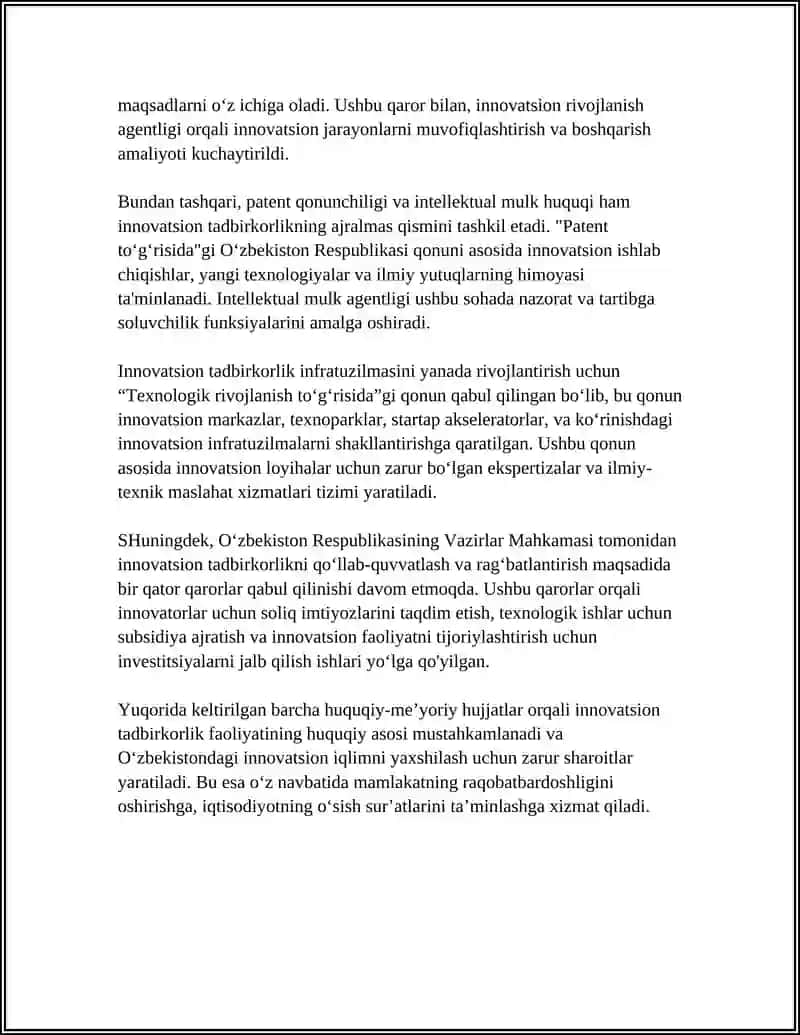 INNOVATSION TADBIRKORLIKNING HUQUQIY ASOSLARI 4