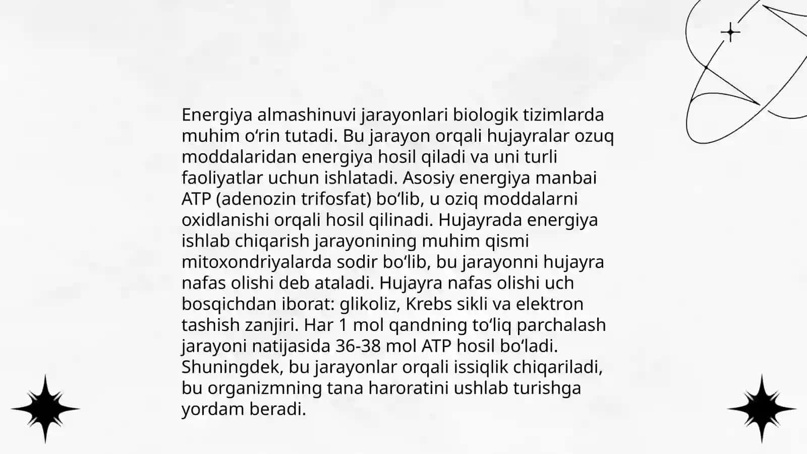 Moddalar va energiya almashinuvi. Tana haroratini boshqarilishi 4