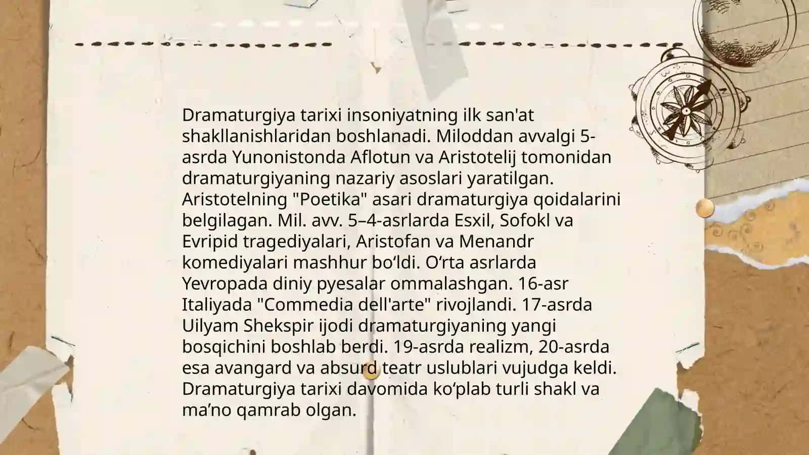 Dramaturgiya va uning janrlari haqida ma'lumot berish 4