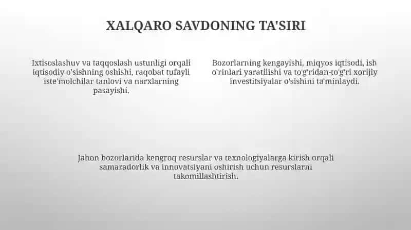 Xalqaro savdoning zaruriyati va uning asosiy ko'rinishlari 4