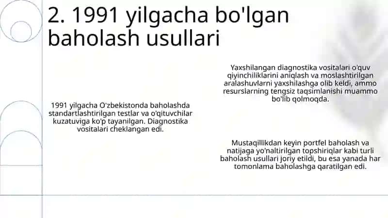 Oʻzbekistonda mustaqillik yillarida pedagogik diagnostika sohasida amalga oshirilgan ishlar va ularning natijalari 4