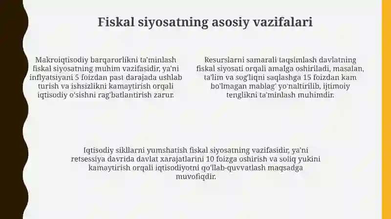 Davlat fiskal siyosati va iqtisodiyot 4