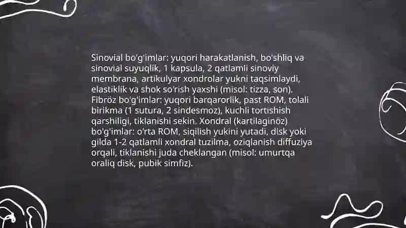 Bo'g'imlarning biomexanikasi.Birlashmalarning rentgenanatomiyasi 4