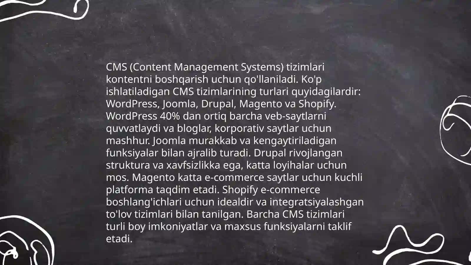 CMS-kontent boshqaruv tizimlarida ishlash 4