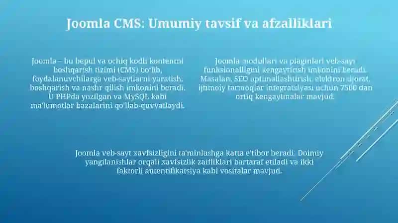 Veb saytlarni yaratishda Joomla CMS texnalogiyasini qo'llash 4