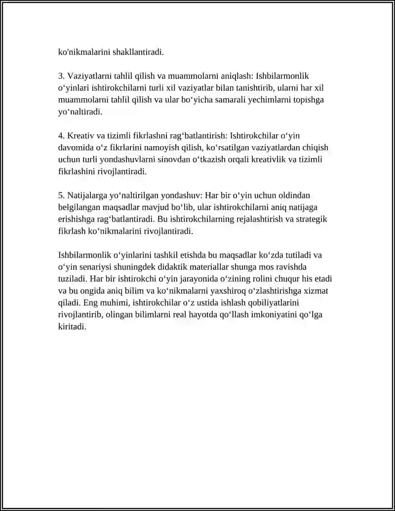 ISHBILARMONLIK OʻYININI TASHKIL QILISH TEXNALOGIYASI 4