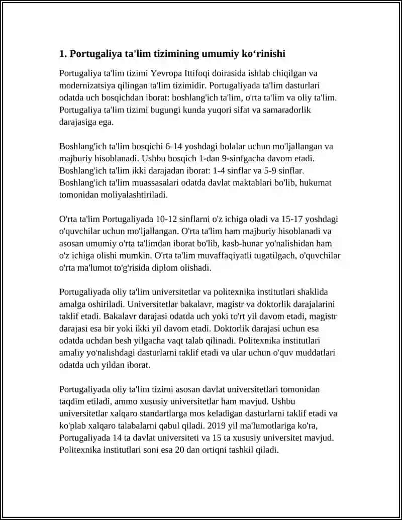 Portugaliya Ta'lim Tizimi 4