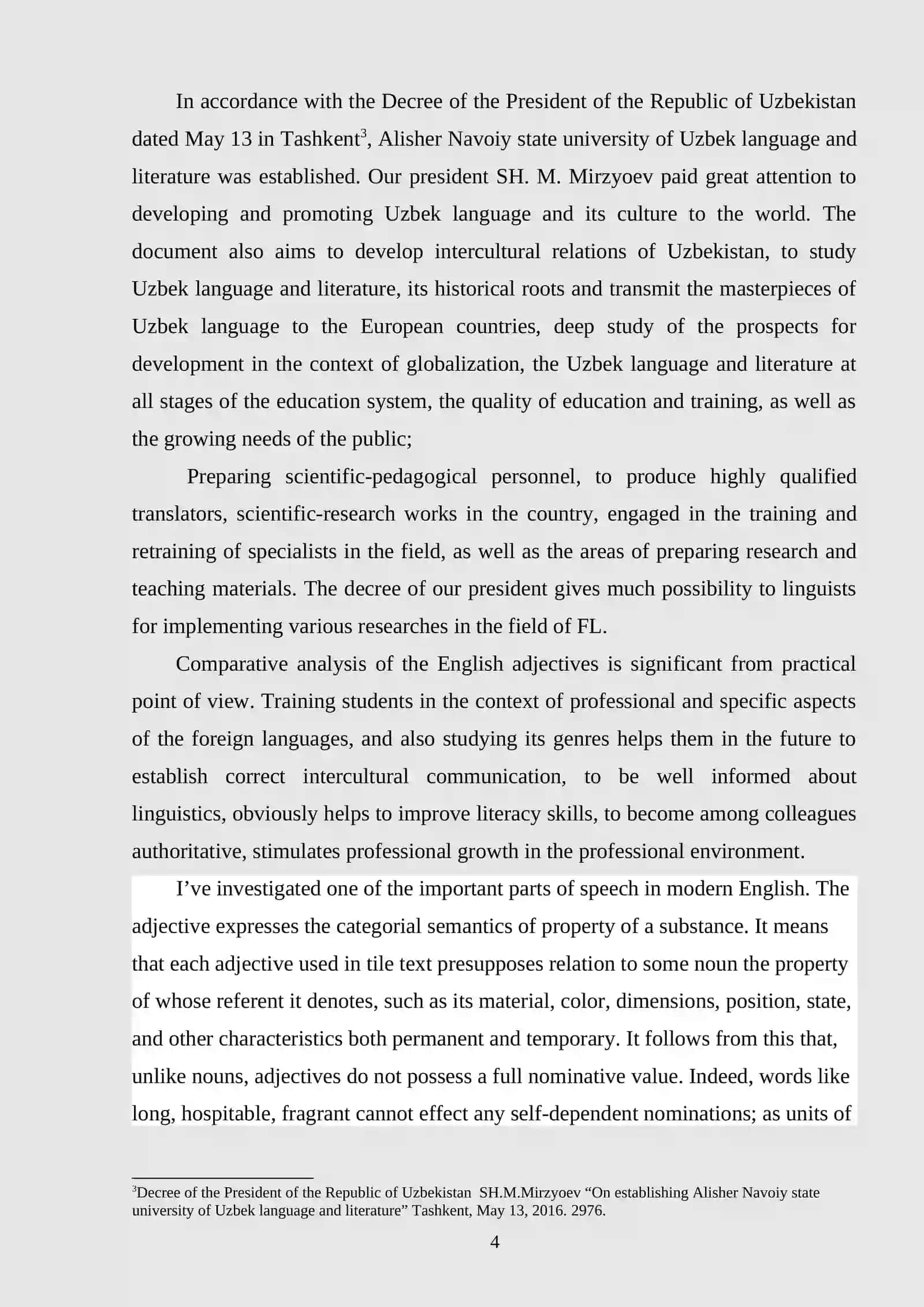 “DEVELOPMENT OF CREATIVE ABILITIES IN TEACHING ENGLISH” MAVZUSIDAGI KURS ISHI 4