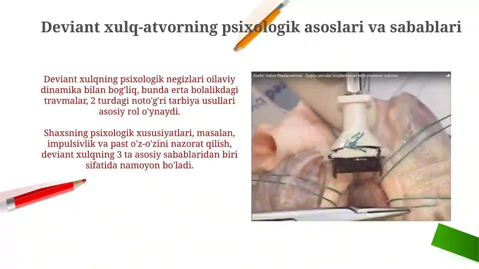 Xulqi og‘ishganlikni diagnostika va psixokorreksiya qilish. Suisid profilaktikasi 4