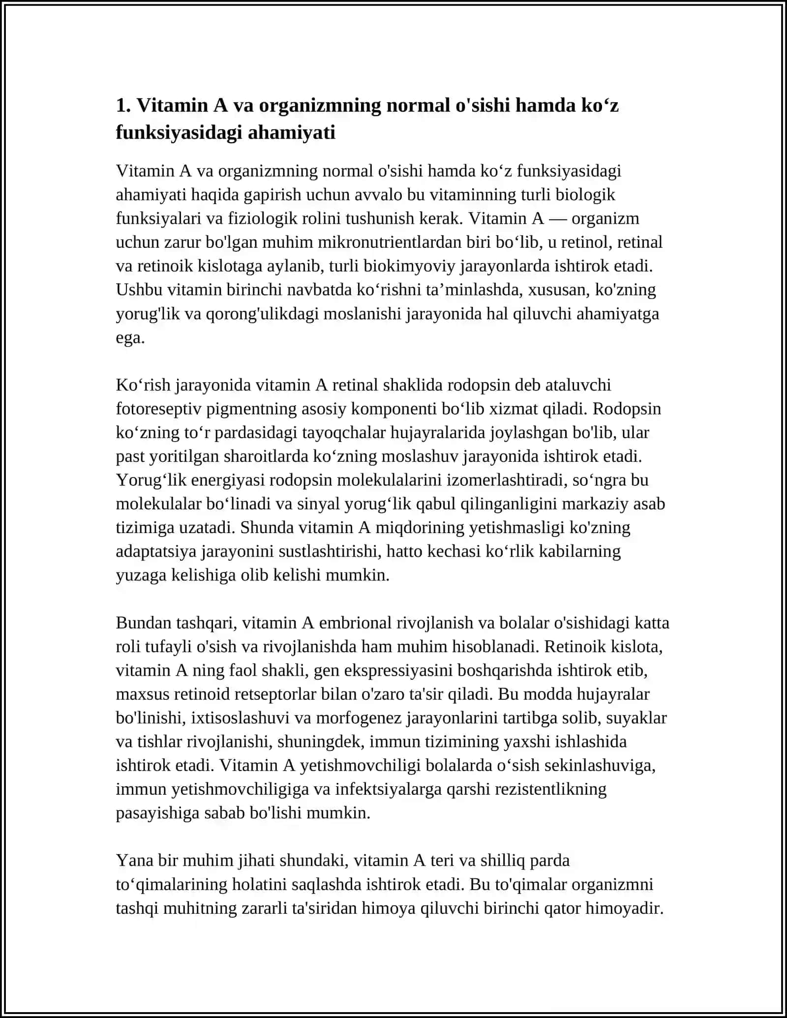 ORGANIZMNI NORMAL O'SISH VA RIVOJLANISHIGA VITAMINLAR, MIKR MINERAL MODDALAR TA'SIRINING AHAMIYATI 4