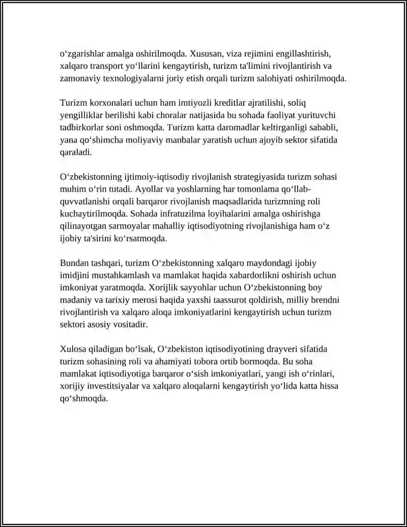 TURIZM- O'ZBEKISTON IQTISODIYOTINING DRAYVERI MAVZUSIDA PREZINTATSIYA TAYYORLASH 4
