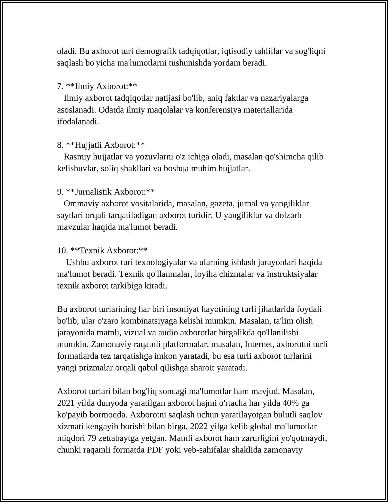 AXBOROT TURLARI VA ISHONCHLILIGI 4