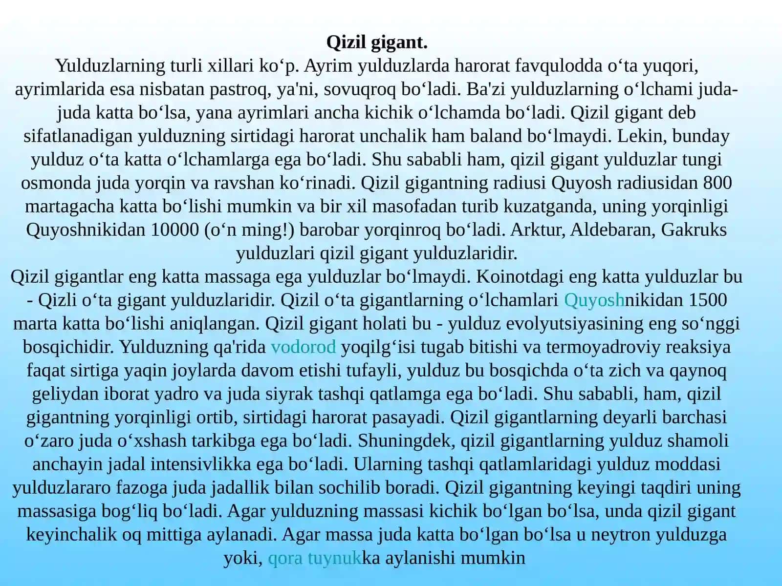 Kattavakichik yulduzlarning evolyutsiya sistadiyalari 4